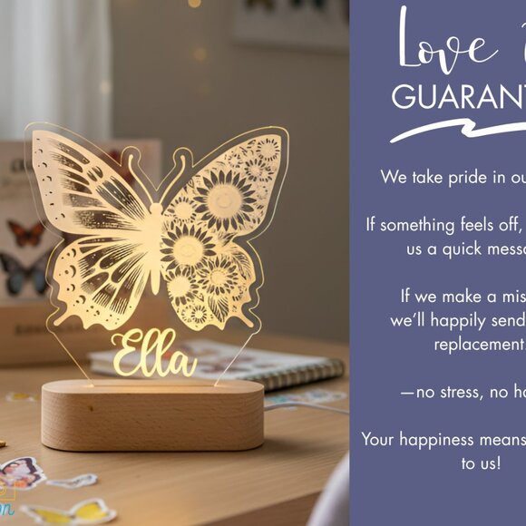 Customized Butterfly Name Light | Sunflower LED Sign for Kids’ Bedrooms - Picture 6 of 8